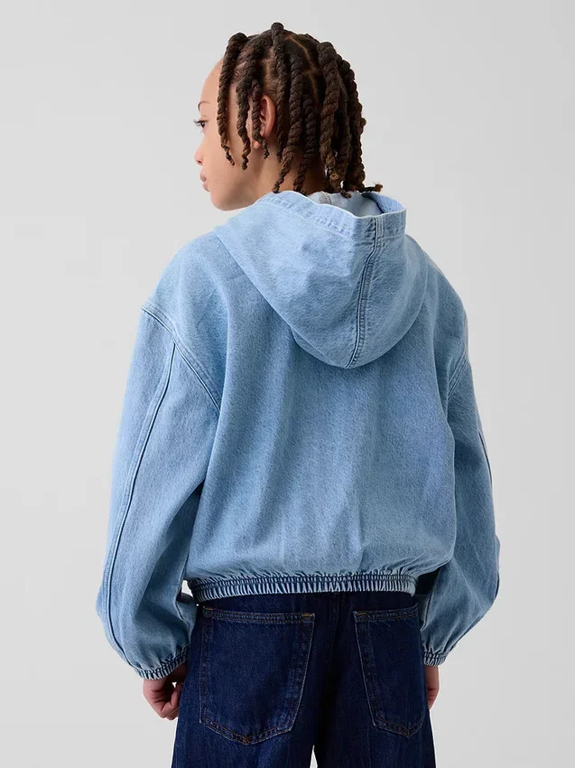 Kinder-Jeansjacke mit Kapuze in lockerer Passform