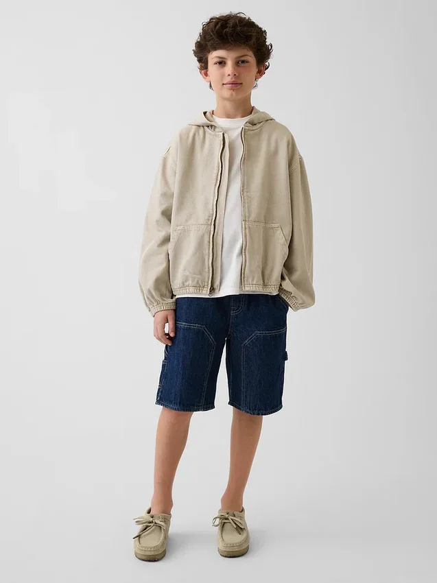 Kinder-Jeansjacke mit Kapuze in lockerer Passform