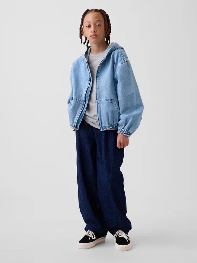 Kinder-Jeansjacke mit Kapuze in lockerer Passform