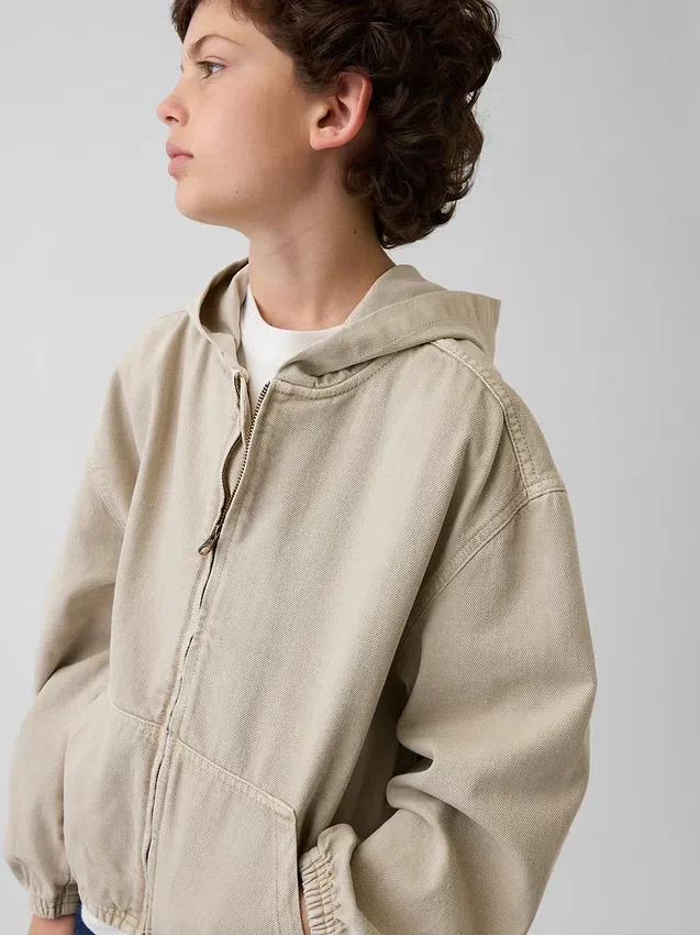 Kinder-Jeansjacke mit Kapuze in lockerer Passform