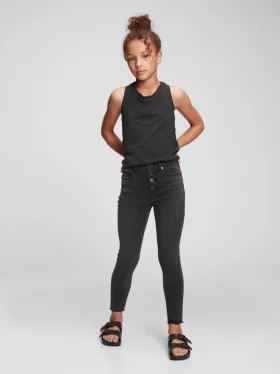 Kinder-Jeggings mit hoher Leibhöhe und Used-Look