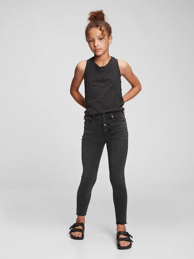 Kinder-Jeggings mit hoher Leibhöhe und Used-Look