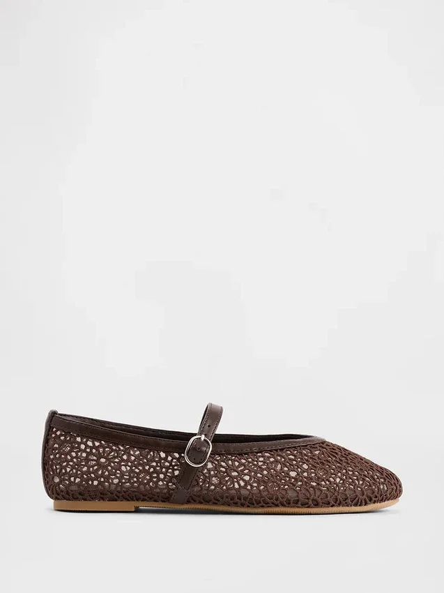 Kinder-Mary-Jane-Ballerinas aus Häkelstoff