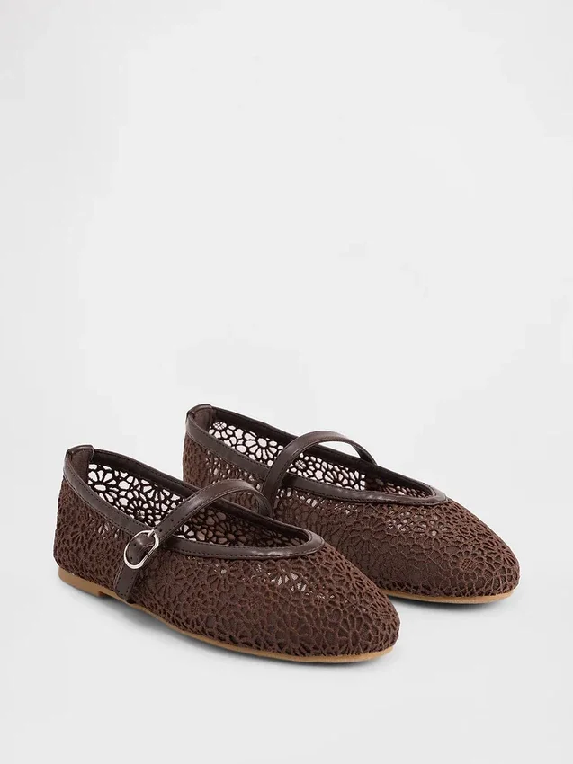 Kinder-Mary-Jane-Ballerinas aus Häkelstoff