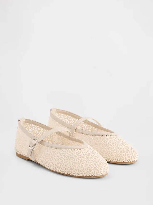 Kinder-Mary-Jane-Ballerinas aus Häkelstoff