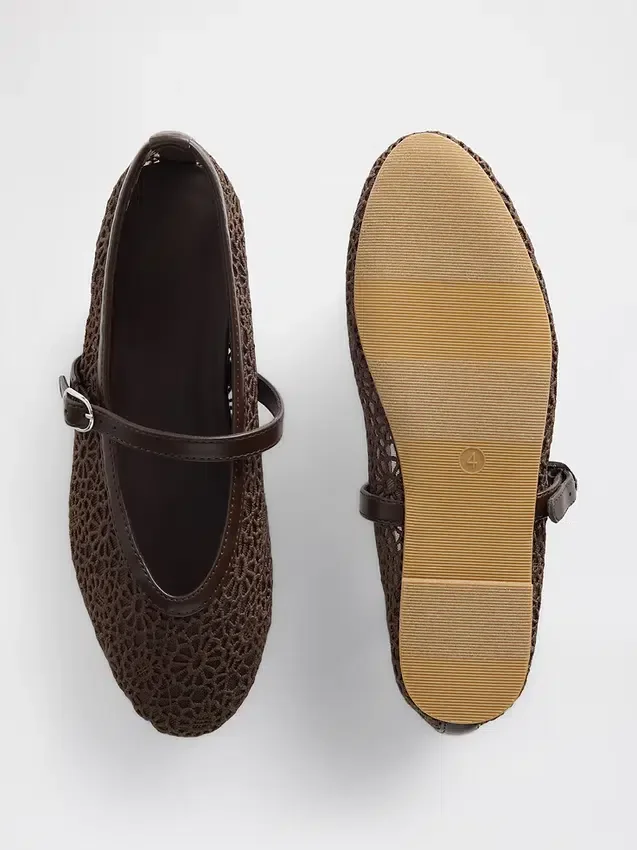 Kinder-Mary-Jane-Ballerinas aus Häkelstoff