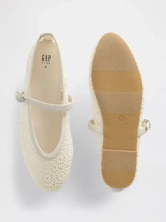 Kinder-Mary-Jane-Ballerinas aus Häkelstoff
