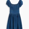 Kinder-Mini-Kleid aus Denim mit Puffärmeln