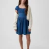 Kinder-Mini-Kleid aus Denim mit Puffärmeln