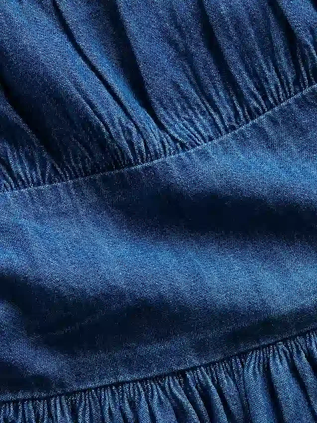 Kinder-Mini-Kleid aus Denim mit Puffärmeln