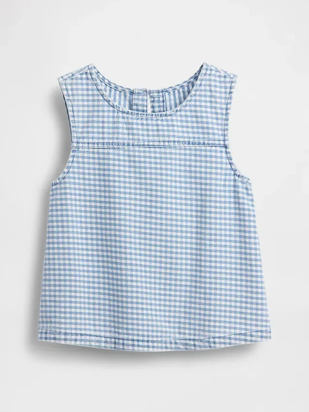Kinder-Oberteil aus Denim mit Gingham-Muster