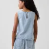 Kinder-Oberteil aus Denim mit Gingham-Muster