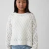 Kinder-Oversize-Pullover mit Rundhalsausschnitt aus Häkelstoff