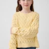 Kinder-Oversize-Pullover mit Rundhalsausschnitt aus Häkelstoff
