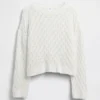 Kinder-Oversize-Pullover mit Rundhalsausschnitt aus Häkelstoff