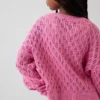 Kinder-Oversize-Pullover mit Rundhalsausschnitt aus Häkelstoff