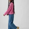 Kinder-Oversize-Pullover mit Rundhalsausschnitt aus Häkelstoff