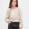 Kinder-Peplum-Oberteil aus Crinkle-Stoff