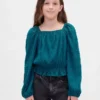 Kinder-Peplum-Oberteil aus Crinkle-Stoff