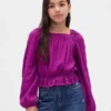 Kinder-Peplum-Oberteil aus Crinkle-Stoff