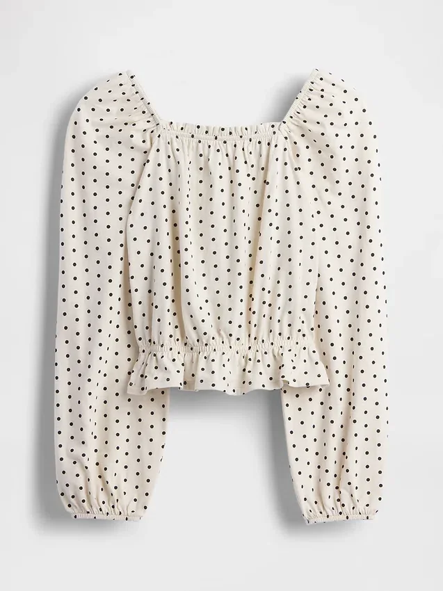Kinder-Peplum-Oberteil aus Crinkle-Stoff