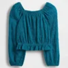 Kinder-Peplum-Oberteil aus Crinkle-Stoff