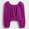 Kinder-Peplum-Oberteil aus Crinkle-Stoff