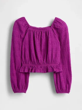Kinder-Peplum-Oberteil aus Crinkle-Stoff