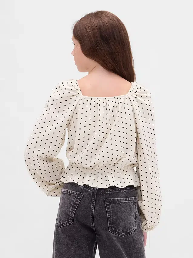 Kinder-Peplum-Oberteil aus Crinkle-Stoff