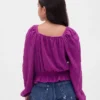 Kinder-Peplum-Oberteil aus Crinkle-Stoff