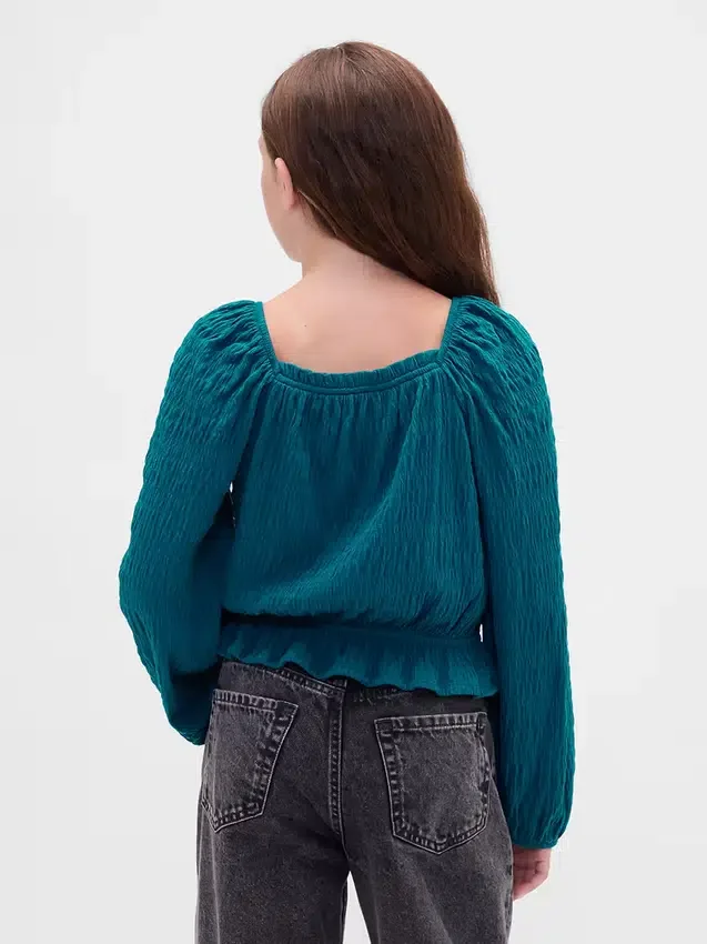 Kinder-Peplum-Oberteil aus Crinkle-Stoff