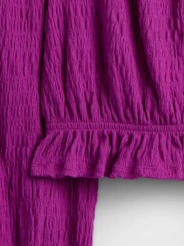 Kinder-Peplum-Oberteil aus Crinkle-Stoff