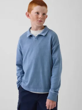 Kinder-Poloshirt aus schwerem Stoff in lockerer Passform
