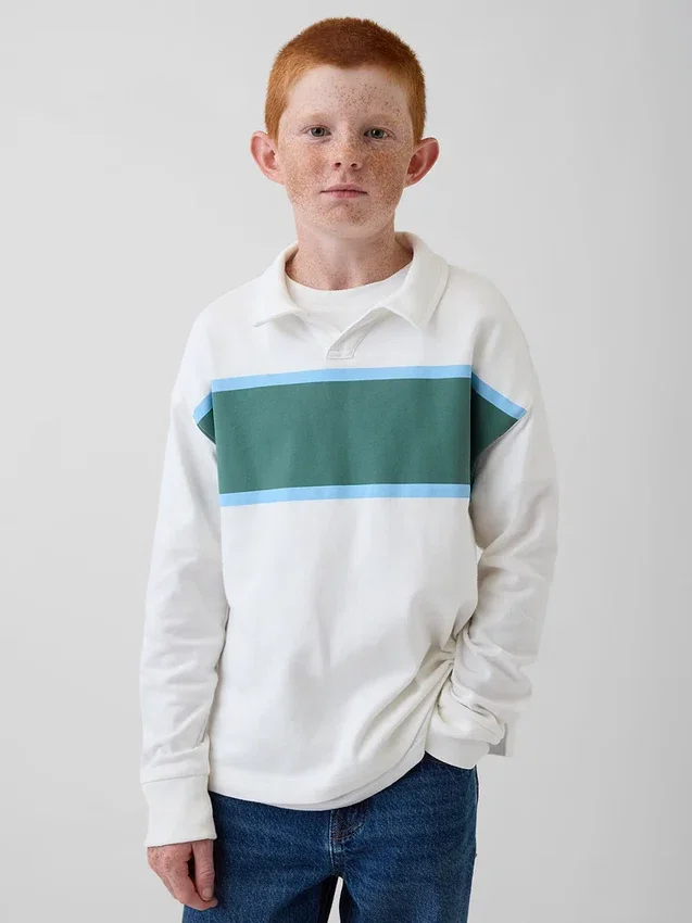 Kinder-Poloshirt aus schwerem Stoff in lockerer Passform