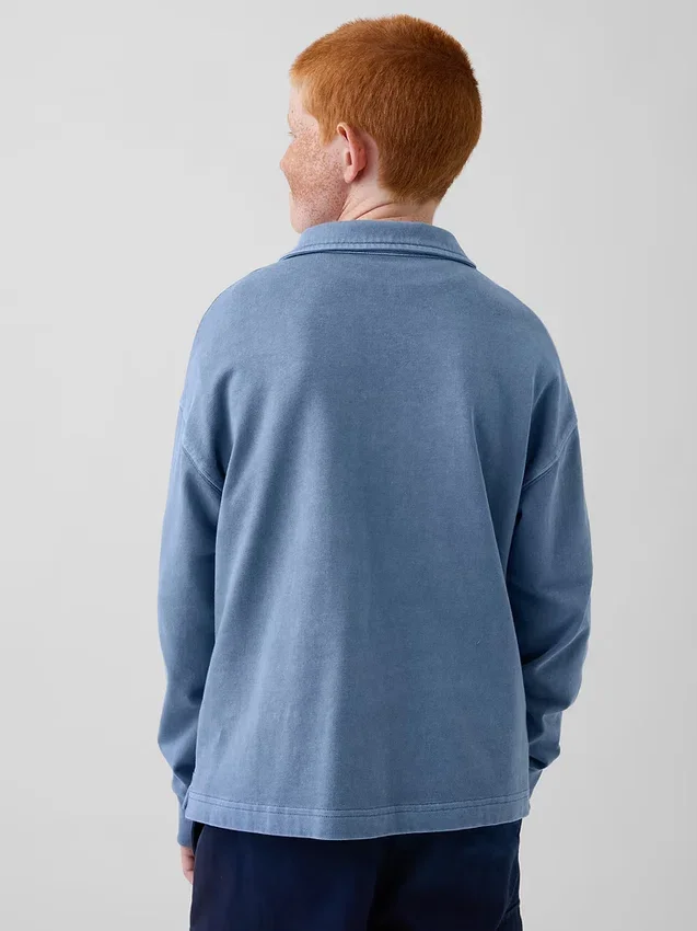 Kinder-Poloshirt aus schwerem Stoff in lockerer Passform