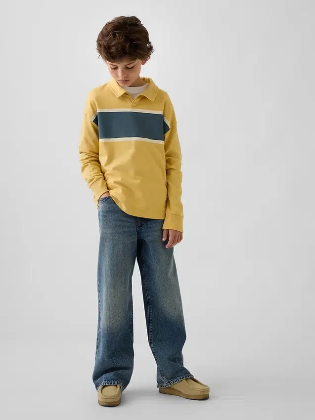 Kinder-Poloshirt aus schwerem Stoff in lockerer Passform
