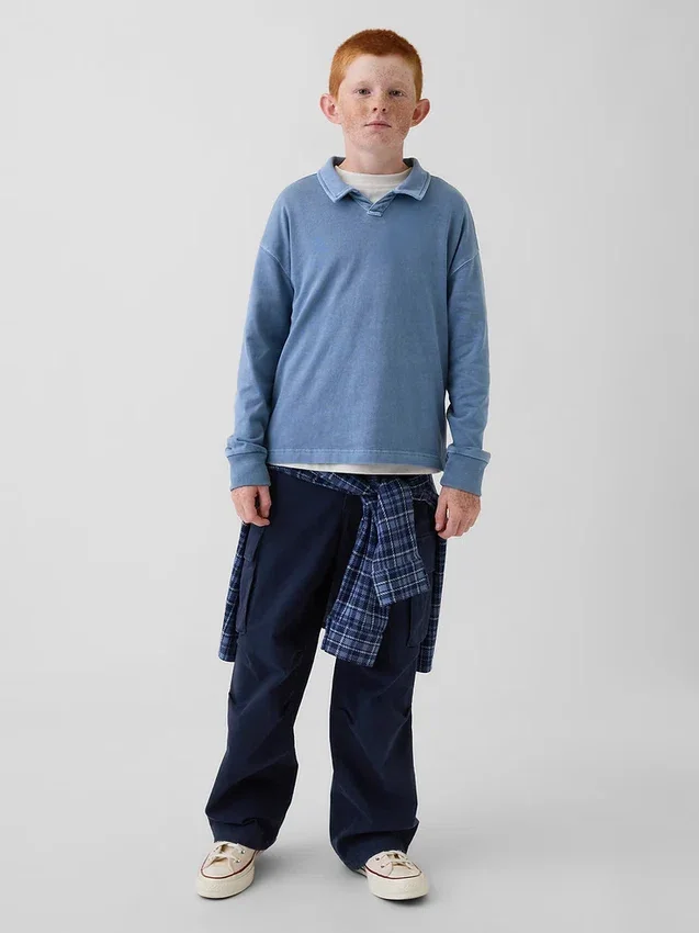 Kinder-Poloshirt aus schwerem Stoff in lockerer Passform