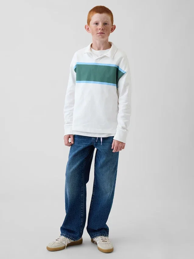 Kinder-Poloshirt aus schwerem Stoff in lockerer Passform