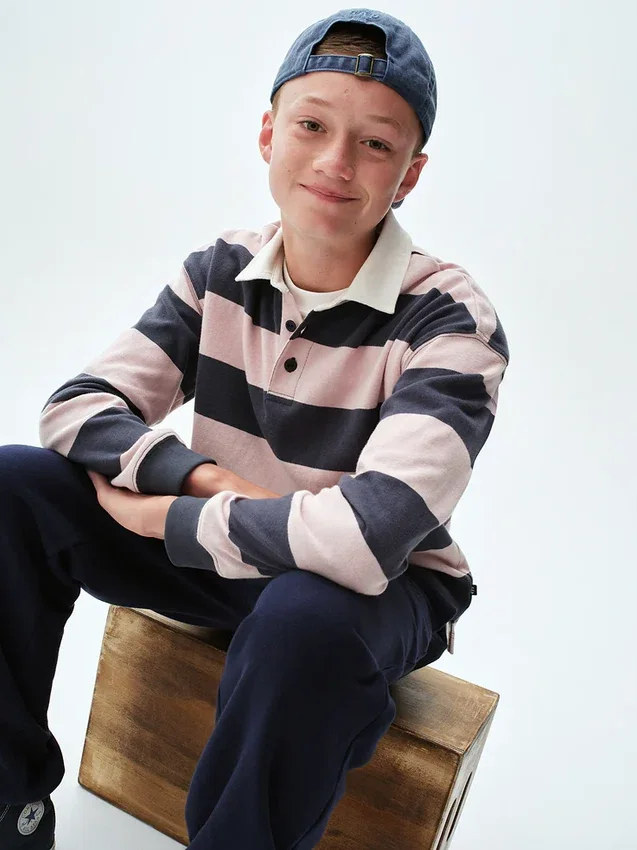 Kinder-Poloshirt aus schwerem Stoff in lockerer Passform