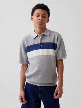Kinder-Poloshirt mit Streifen in lockerer Passform