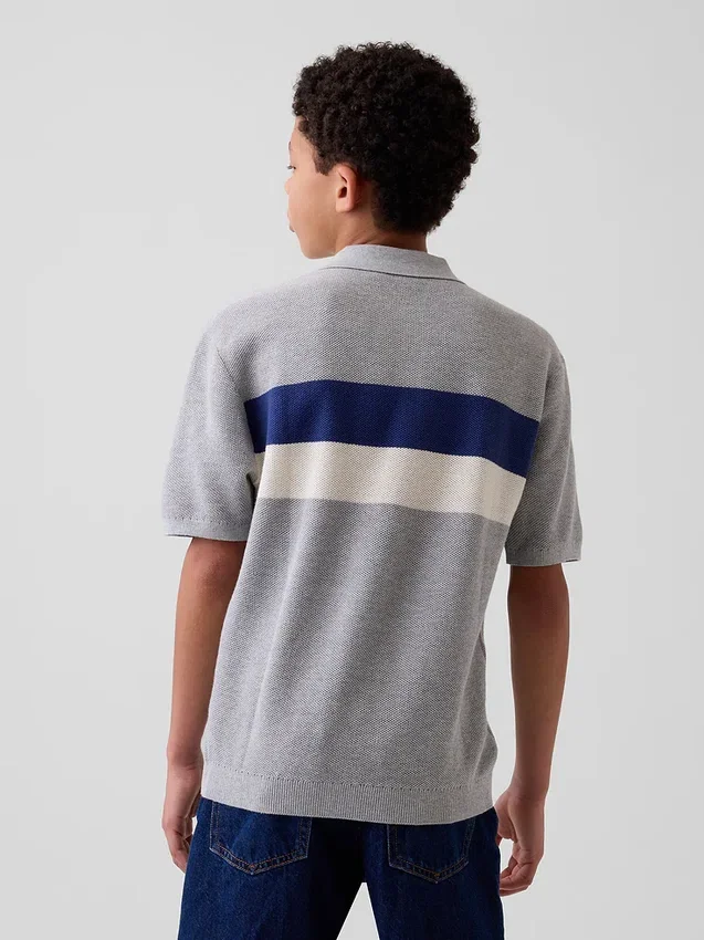 Kinder-Poloshirt mit Streifen in lockerer Passform