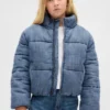 Kinder-Pufferjacke aus Denim mit kuscheligem Futter