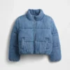 Kinder-Pufferjacke aus Denim mit kuscheligem Futter