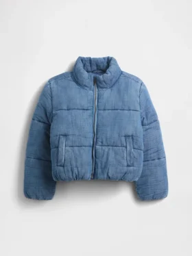 Kinder-Pufferjacke aus Denim mit kuscheligem Futter