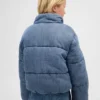 Kinder-Pufferjacke aus Denim mit kuscheligem Futter
