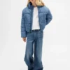 Kinder-Pufferjacke aus Denim mit kuscheligem Futter