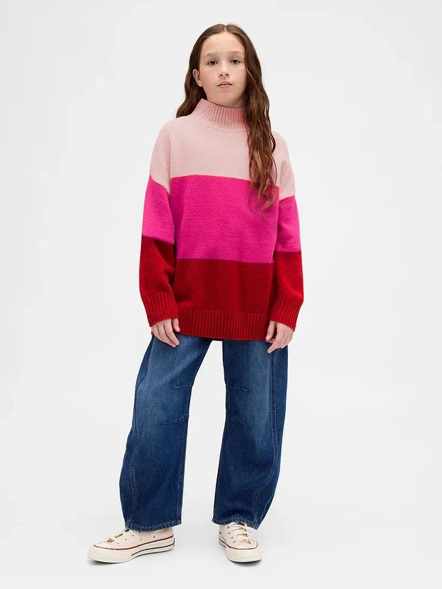 Kinder-Pullover „CashSoft Stripe“ in Tunika-Länge