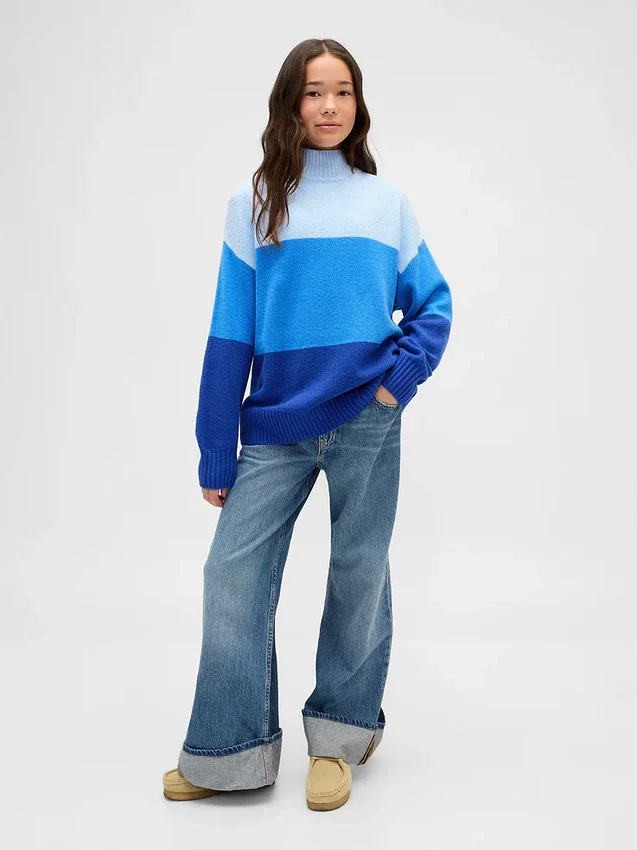 Kinder-Pullover „CashSoft Stripe“ in Tunika-Länge