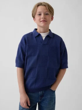 Kinder-Pullover-Hemd mit Johnny-Kragen und Karomuster