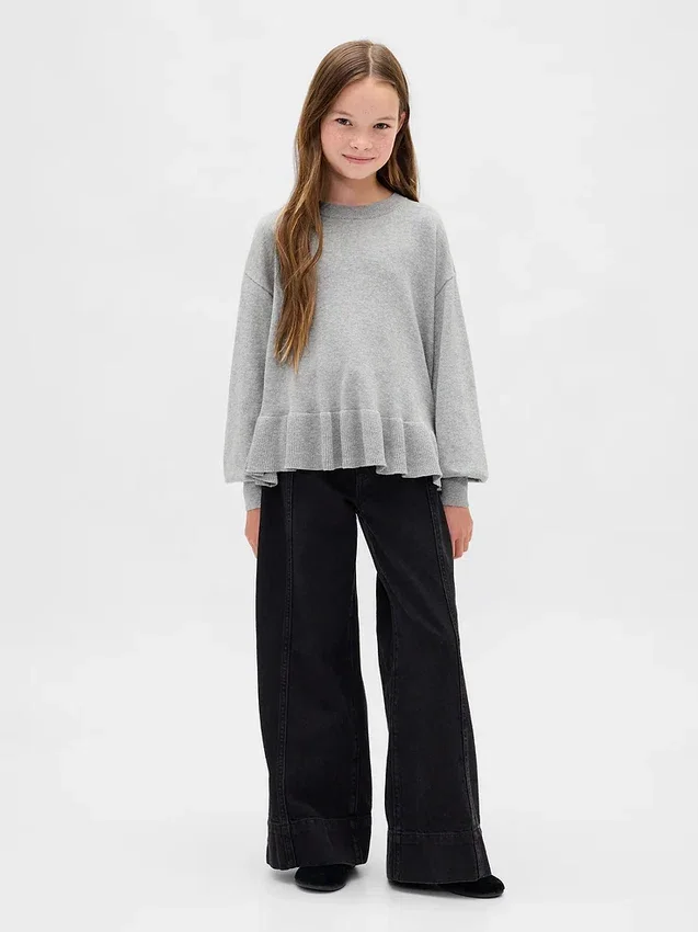 Kinder-Pullover mit lockerem Peplum-Schnitt